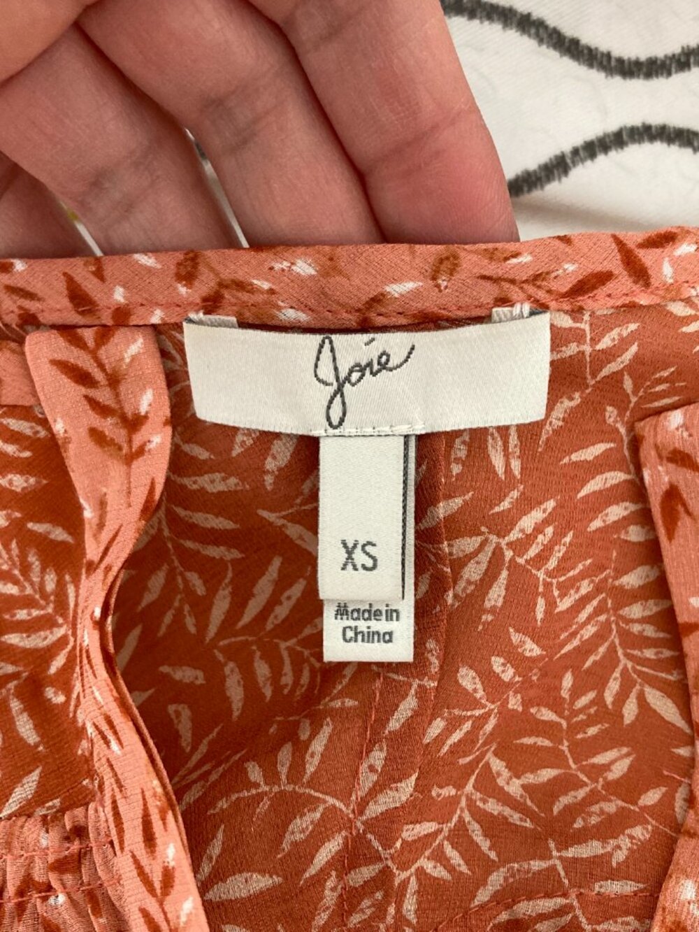 Joie Sheer Silk Blouse With Leaf Print | Tangerine Button-Down XS